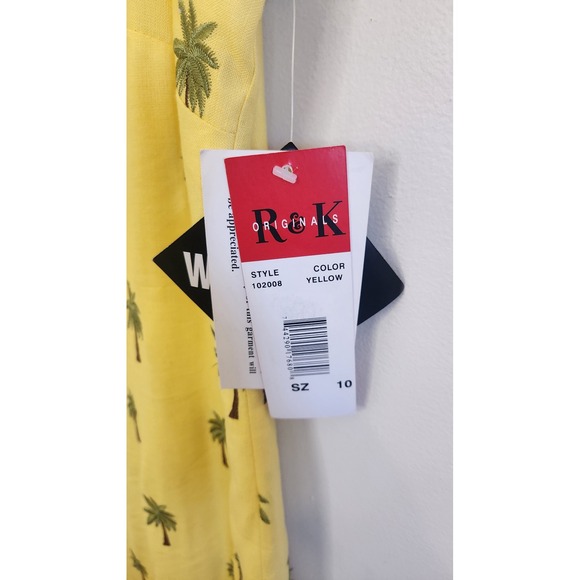 R & K Originals Vintage Yellow Palm Tree Linen Sleeveless Dress Size‎ 10 NWT - Picture 2 of 6